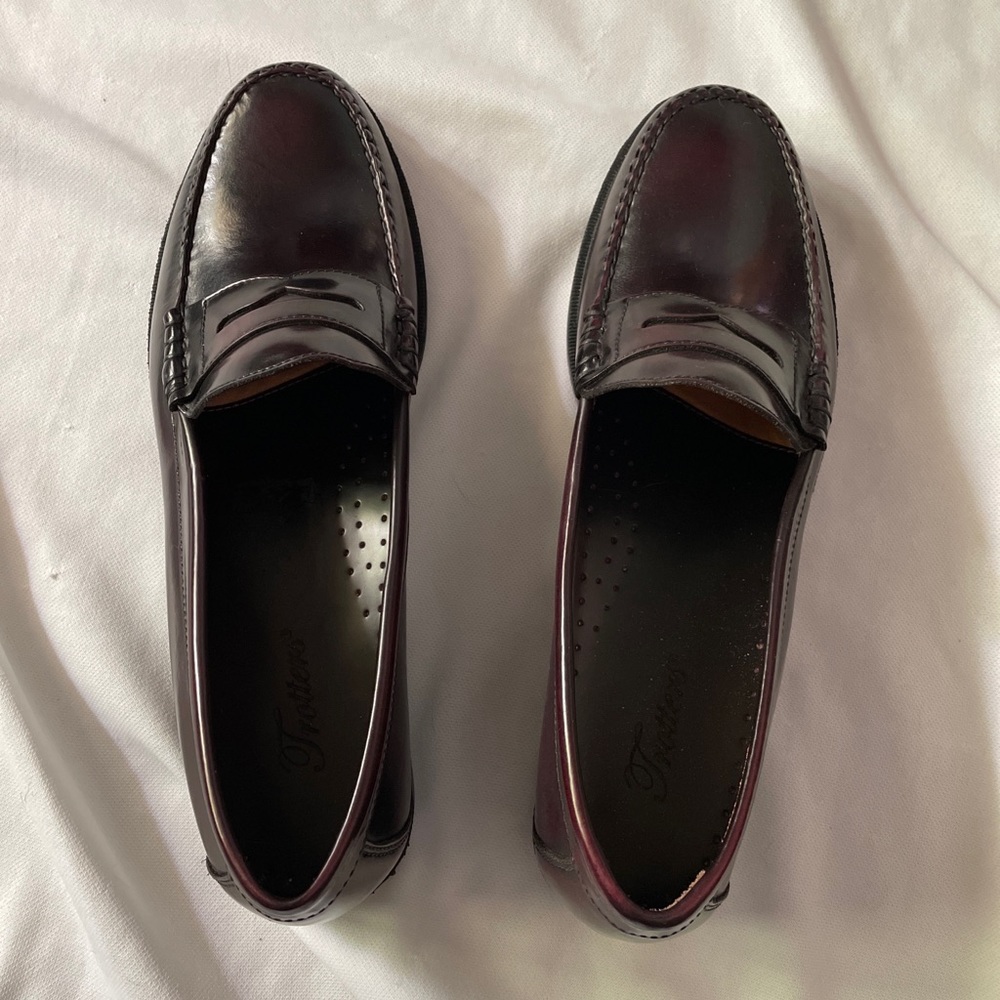 Trotters Leather Penny Loafers 12 N Leather Dark Red Mens Office Made in Brazil